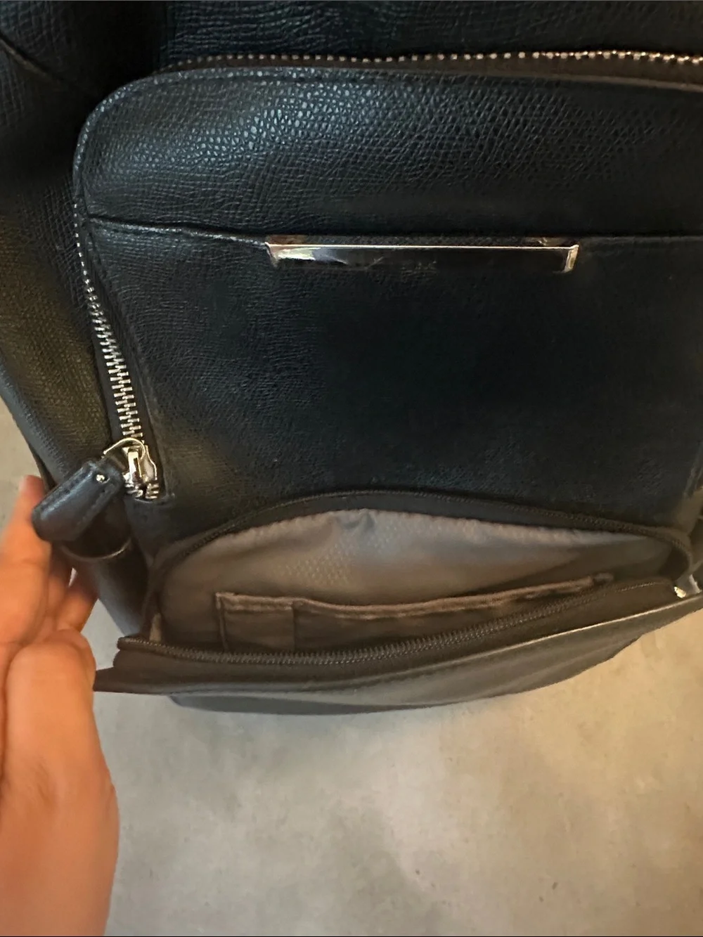 TUMI Black Pebbled Leather Backpack - Sleek Everyday Carry
